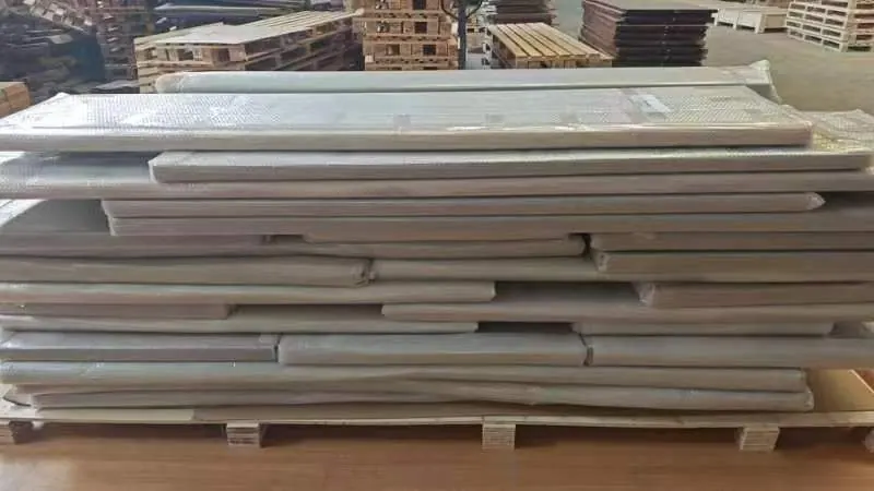 Wrapped countertop panels export pallet Wrapped countertop panels stacked on export pallet
